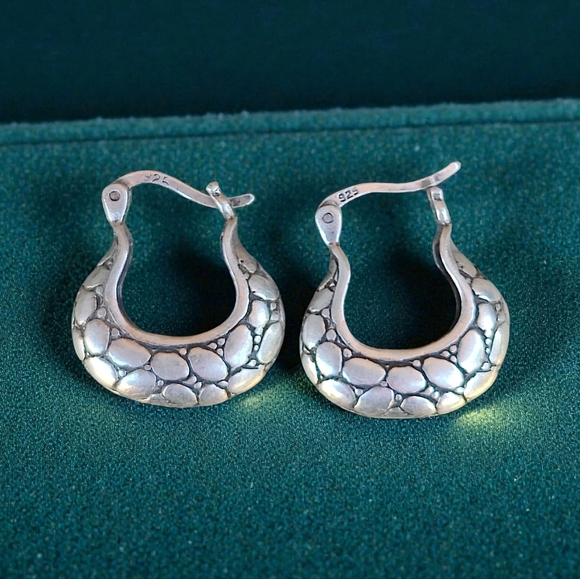 Vintage Jewelry - Vintage Sterling Pebbled Earrings